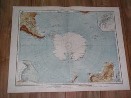 1905 Original Antique Map Of Antarctica South Pole Polar Ushuaia - £33.05 GBP