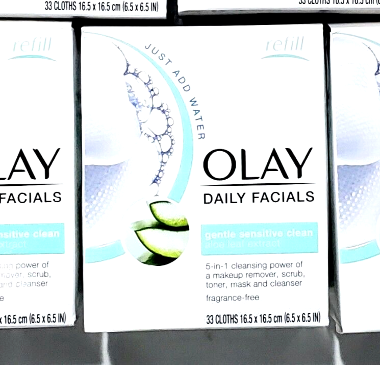 Primary image for 1 Packs Olay Daily Facials Gentle Sensitive Clean Makeup Remover 33 Cloths 5in1