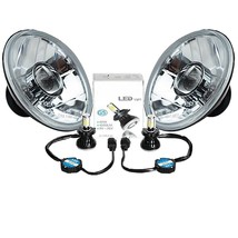 7&quot; LED Crystal Clear Projector Headlight 4000Lm 6k H4 Light Bulb Headlamp Pair - £78.43 GBP