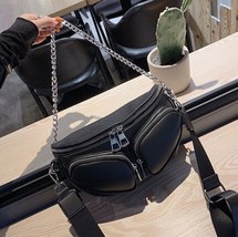 Women&#39;s Waist Bag Multi Pocket PU leather  Chain Saddle Bag Fanny Pack Bananka F - £41.06 GBP