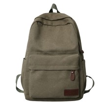 Men Canvas Backpack Male Laptop College Student School Bags for Teenager Vintage - £64.30 GBP