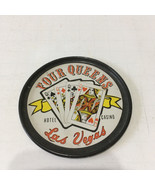 Vintage four queens casino hotel Las Vegas metal drink coaster movie pho... - $26.96 CAD