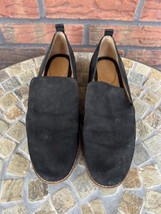 Franco Sarto Peri Size 8 Black Leather Flats Chic Elegant Slip On Shoes Loafers - £11.95 GBP