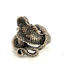 Vintage Sterling Signed 925 Venomous King Cobra Snake Coiled Wrapped Ring 10 3/4 - £51.42 GBP