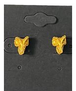 Gold Tone Ram Head Stud Earrings Animal Skull Minimalist Boho Western Style - $12.60