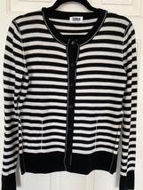 SONIA By Sonia Rykiel Black White Stripe Lightweight Wool Sweater Slit S... - £25.59 GBP