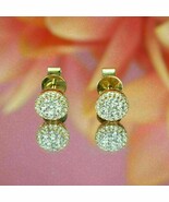 2Ct Round Cut Moissanite Cluster Stud Earrings 14K Yellow Gold Plated - $104.89 CAD