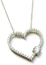 17+3&quot; Cubic Zirconia Open Heart Patina PAJCZ925 Vintage Necklace Sterling Silver - £27.68 GBP