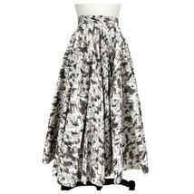 VTG 50s Rockabilly Full Circle Skirt Black Gold Metallic Abstract Cotton... - $138.55