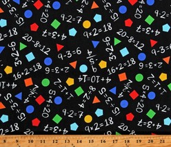 Cotton School Math Shapes Education Learning Black Fabric Print by Yard D375.65 - £11.12 GBP