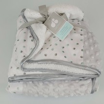 Just Born Color Block Patchwork White Gray Minky Dot Lovey Sherpa Baby Blanket - $69.29