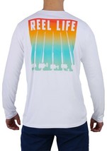 Mens Reel Life Sunset Rods Long Sleeve Performance T-Shirt - WHITE - 2XL... - $21.21