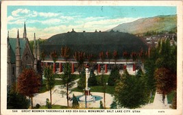 Great Mormon Tabernacle and sea Gull Monument Salt Lake City Utah Vtg Postcard - £5.13 GBP