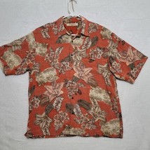 Tommy Bahama Men's Shirt Sz M Medium Orange Button Up Floral Casual Short Sleeve - £20.74 GBP