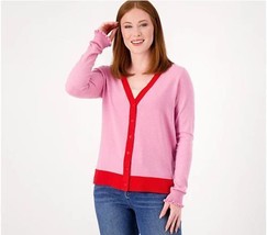 Candace Cameron Bure Button-Front V-Neck Cardigan (Camellia/Red, XXS) A516600 - $19.61