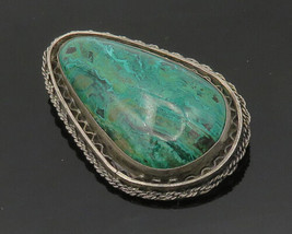 ISRAEL 925 Sterling Silver - Vintage Eilat Stone Twist Border Brooch Pin- BP8072 - £97.28 GBP