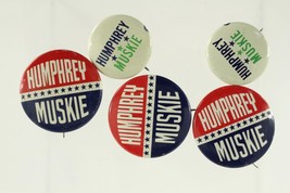 Vintage Political Campaign Pinback Buttons 5PC Lot 1968 HUMPHREY &amp; MUSKIE - $17.84