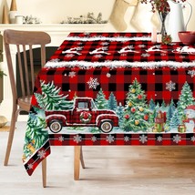Christmas Tablecloth 60x120 Inches Red Truck Christmas Party Decorations... - £34.54 GBP