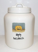 Rae Dunn Artisan Collection Magenta Happy Halloween Pumpkin Carving 8&quot; Canister - $43.65