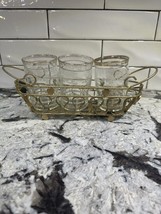 Holiday Elegance Glass Cups  &amp; Utensil Holder with Gold Linear Details (E) - $14.03