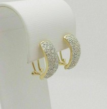 2C Labor Erstellt Diamant Pavé Huggie Hoops Hochzeit Ohrringe 14k Gelb Vergoldet - £64.48 GBP