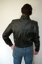 Vintage 80s Wilsons Black Leather Cafe Racer Mod Biker Motorcycle Jacket S-M - £69.28 GBP