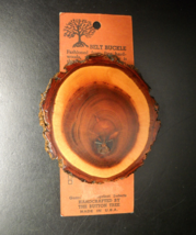 The Button Tree Belt Buckle Wood Cross Cut Face Unused Manufacturer Paper Strip - £10.29 GBP