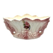 Vintage Pink White Lusterware Rose Transfer Vase - £15.93 GBP