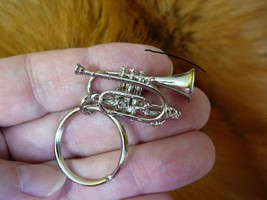 (M-204-C) Boosey Hawkes CORNET KEYCHAIN JEWELRY silver horn ring key chain - $28.80