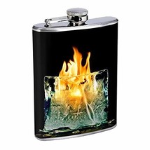 Fire Ice Hip Flask Stainless Steel 8 Oz Silver Drinking Whiskey Spirits ... - £7.79 GBP