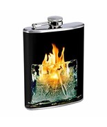 Fire Ice Hip Flask Stainless Steel 8 Oz Silver Drinking Whiskey Spirits ... - $186.26 MXN