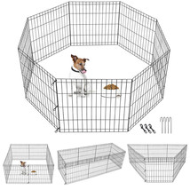 Dog Playpen Large Crate Fence Pet Play Pen Exercise Cage 24 Inch 8 Panels Tall - £43.14 GBP