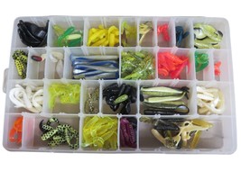 Fishing Worms Soft Plastic Large Lot w/ Case - $19.75