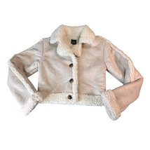 Wild Fable Jacket Womens XXS Off White Neutral Faux Shearling and Suede ... - $23.36