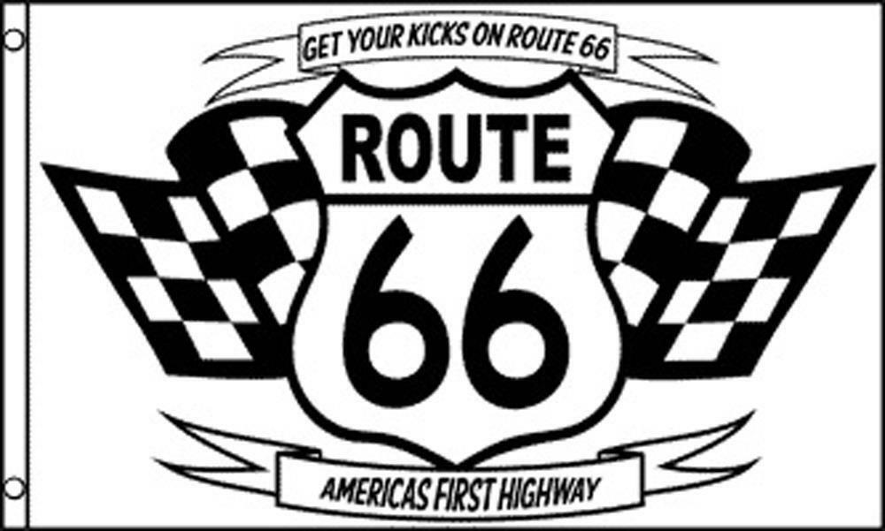 CLASSIC ROUTE 66 BLACK &amp; WHITE 3 X 5 FLAG banner FL677 racing cars flags... - $6.60