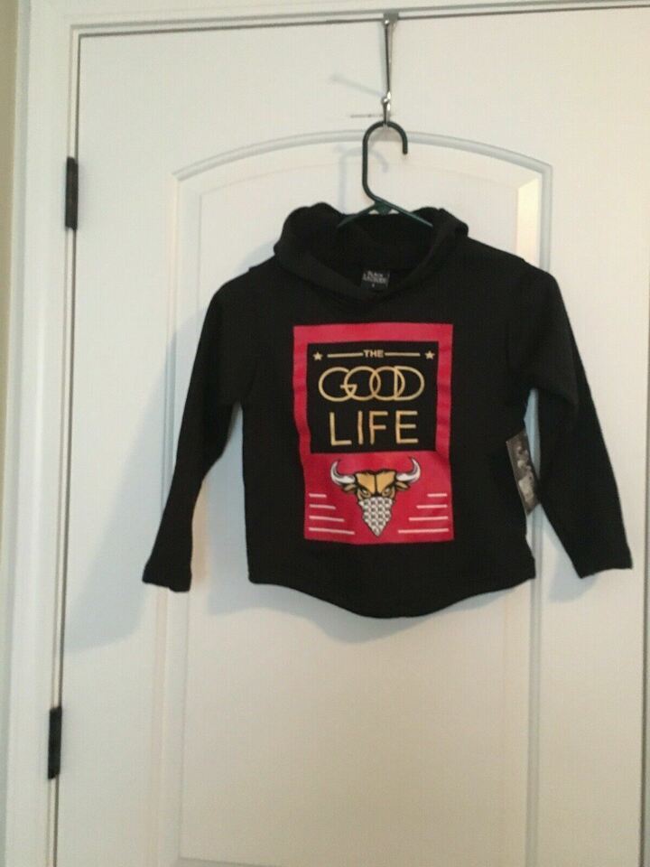 Primary image for Black Lacquer Boys Black Red Hoodie Sweatshirt Pullover “THE GOOD LIFE” Size 8