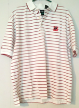 Ping polo golf shirt size L men white with red stripes collared - $10.15