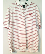 Ping polo golf shirt size L men white with red stripes collared - £7.93 GBP