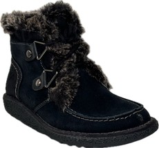 EASY SPIRIT DELLALI Women&#39;s Black Faux Fur Suede Winter Boots Size 6 - $59.99