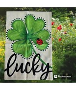 St. Patrick&#39;s Day Seasonal Garden Flag 12&quot;x18&quot; Lucky Four Leaf Clover La... - £7.80 GBP