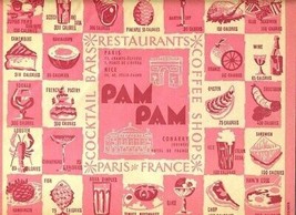 Pam Pam Restaurant Calorie Count Place Mat Paris Nice &amp; Conakry France - £15.55 GBP