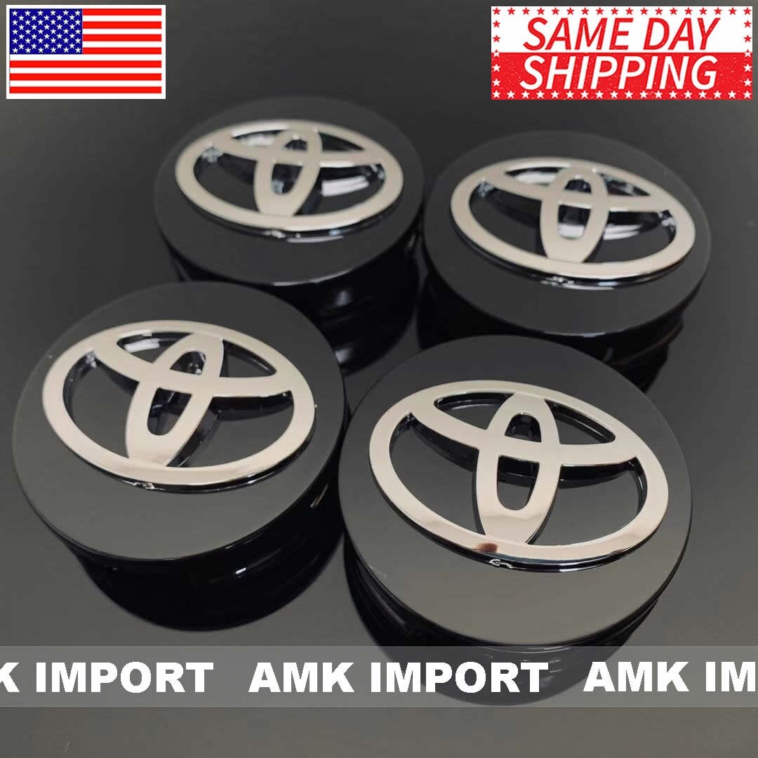 Primary image for Set of 4 Black Wheel Hub Center Caps with Chrome logo for Toyota 62MM / 2.5IN Di