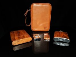 Brizard and Co. Tan Leather  Havana Traveler with cutter & lighter image 4