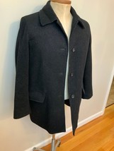 J. Crew Wool Coat Ladies Black Size Medium 3-Button 2 Flap Pockets Vent Back VTG - £35.95 GBP