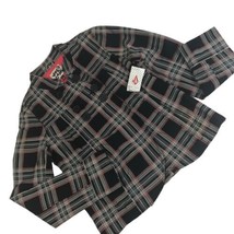 Volcom Women&#39;s Jrs Plaid Fab Jacket Black Red 100% Cotton Sz S NOS - $29.68