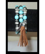 Boho Southwest Stretch With Fringe Bracelet Vintage - $282.06 MXN