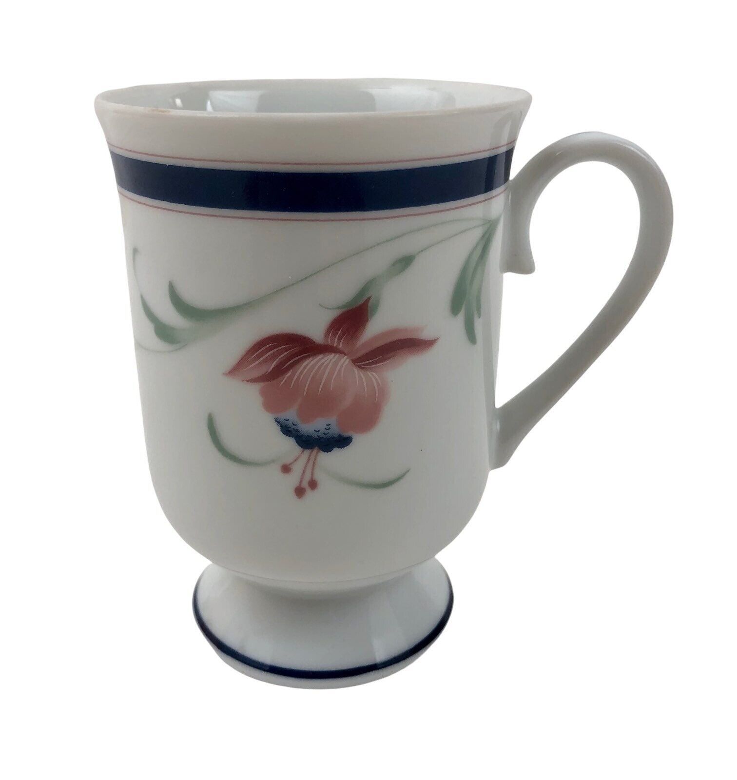 Princess House Mug Porcelain Coffee Tea Japan Pink Fuschia Flowers Footed - $9.90