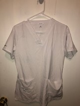 Carhartt Force Womens SZ Small White Scrub Top Stretch Short Sleeve Medical - $8.90