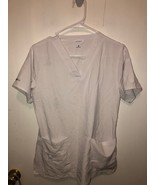 Carhartt Force Womens SZ Small White Scrub Top Stretch Short Sleeve Medical - $8.90