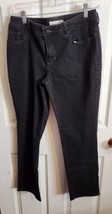 Chico&#39;s Platinum Jeans Womens Size 1 M Short Mid Rise Straight Leg Black... - $19.95